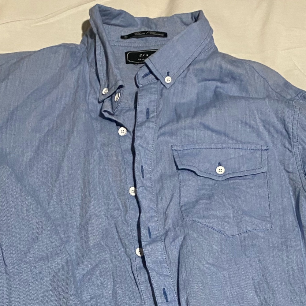21 men blue long sleeve button up shirt